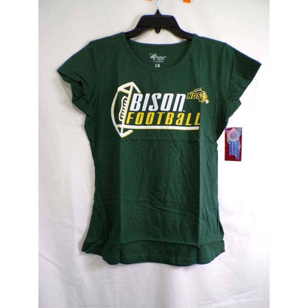 4Her Women's T-Shirt NDSU Bison Football Graphic Large Green Collegiate